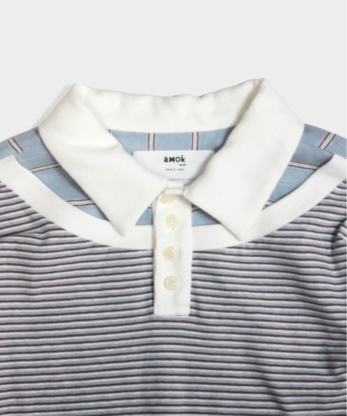 amok(アモク)の「DOCKING BORDER POLO SHIRT(ポロシャツ・メンズ・ブラウン/ブルー・S/M/L)」の10枚目の写真