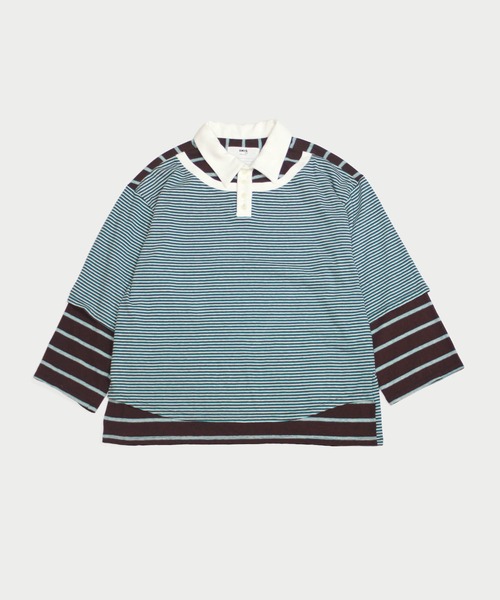 amok(アモク)の「DOCKING BORDER POLO SHIRT(ポロシャツ・メンズ・ブラウン/ブルー・S/M/L)」の7枚目の写真