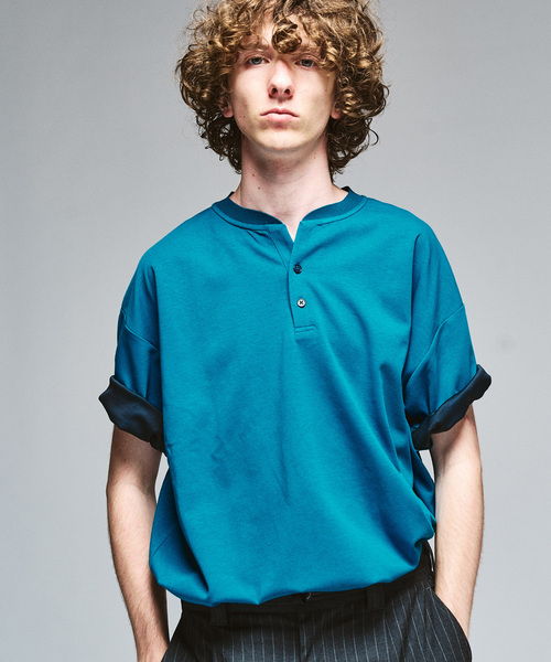 417 EDIFICE（フォーワンセブンエディフィス）の「ツートーン 2B ヘンリーネック（Tシャツ/カットソー・メンズ・オレンジ系その他/ブルー系その他/ブラックミックス/ライトグレー・LARGE/MEDIUM）」の3枚目の写真