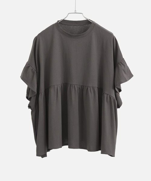Fashion Letter(ファッションレター)の「接触冷感 フリルスリーブ ワイドチュニックTシャツ(Tシャツ/カットソー・レディース・アイボリー/チャコール/ブラック・M)」の12枚目の写真