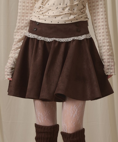 hazyl（ヘイジル）の「assort lace skirt / アソートレーススカート（スカート・レディース・グレー/キャメル/ブラウン・MEDIUM/SMALL）」の3枚目の写真