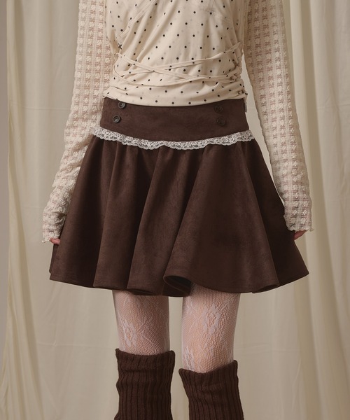 hazyl（ヘイジル）の「assort lace skirt / アソートレーススカート（スカート・レディース・グレー/キャメル/ブラウン・MEDIUM/SMALL）」の4枚目の写真