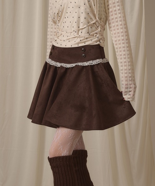 hazyl（ヘイジル）の「assort lace skirt / アソートレーススカート（スカート・レディース・グレー/キャメル/ブラウン・MEDIUM/SMALL）」の5枚目の写真