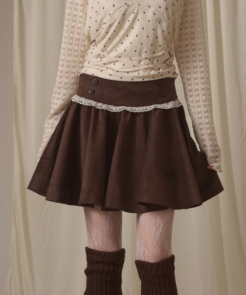 hazyl（ヘイジル）の「assort lace skirt / アソートレーススカート（スカート・レディース・グレー/キャメル/ブラウン・MEDIUM/SMALL）」の6枚目の写真