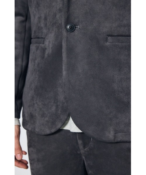 AZUL by moussy(アズールバイマウジー)の「【セットアップ対応】薄手フェイクスエードジャケット 秋服 冬服 長袖 タイトシルエット 細見え(テーラードジャケット・メンズ・ブラック/グレー/ダークブラウン・LARGE/MEDIUM)」の6枚目の写真