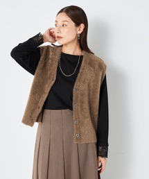 フェザー前あきニットベスト