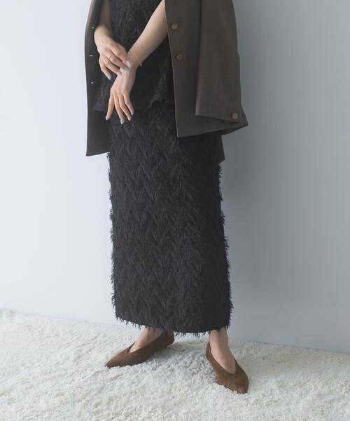 URBAN RESEARCH ROSSO WOMEN(アーバンリサーチ ロッソ)の「ヘアリージャガードスカート(スカート・レディース・グレー/ブラック・38/36)」の2枚目の写真