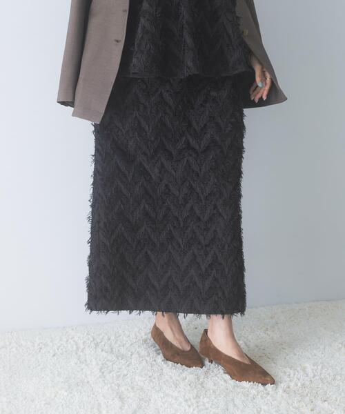 URBAN RESEARCH ROSSO WOMEN(アーバンリサーチ ロッソ)の「ヘアリージャガードスカート(スカート・レディース・グレー/ブラック・38/36)」の3枚目の写真
