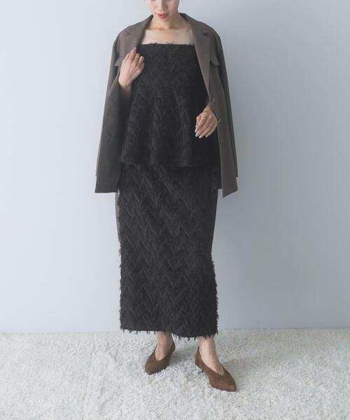 URBAN RESEARCH ROSSO WOMEN(アーバンリサーチ ロッソ)の「ヘアリージャガードスカート(スカート・レディース・グレー/ブラック・38/36)」の4枚目の写真