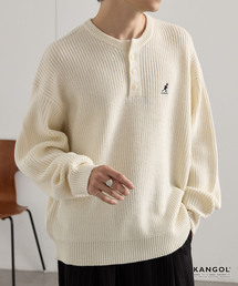 KANGOL/カンゴール 別注 ロゴ刺繍 バルキー オーバーサイズ ヘンリーネックニット