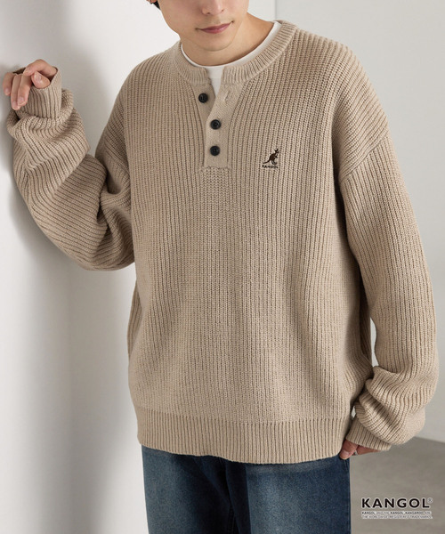 KANGOL(カンゴール)の「KANGOL/カンゴール 別注 ロゴ刺繍 バルキー オーバーサイズ ヘンリーネックニット(ニット/セーター・メンズ・ブラック/ネイビー/グレイッシュベージュ/チャコール/アイボリー/ブラウン系/ワインレッド・M/S/L)」の22枚目の写真