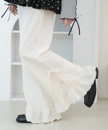 リボンワッフルフレアパンツ