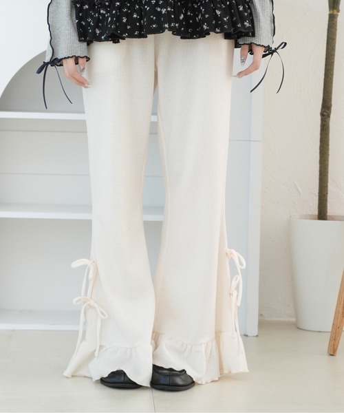 kutir（クティール）の「リボンワッフルフレアパンツ（その他パンツ・レディース・ブラウン/ネイビー/オートミール/ブラック/ブラック系その他/グレー/アイボリー/ダークブルー・SMALL/MEDIUM）」の9枚目の写真