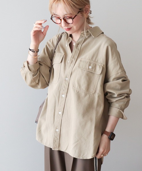 AMERICAN HOLIC（アメリカンホリック）の「Wポケットデニムシャツ（シャツ/ブラウス・レディース・グレー/ベージュ/ライトインディゴブルー/インディゴブルー・L/M）」の10枚目の写真