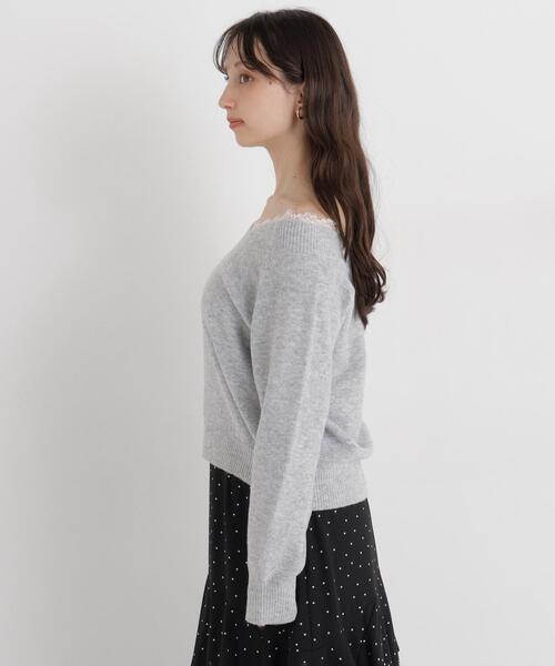 NATURAL BEAUTY BASIC(ナチュラルビューティーベーシック)の「レースVネックニット(ニット/セーター・レディース・グレー/ブルー/イエロー・FREE)」の12枚目の写真
