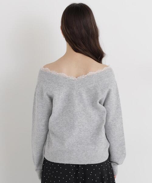 NATURAL BEAUTY BASIC(ナチュラルビューティーベーシック)の「レースVネックニット(ニット/セーター・レディース・グレー/ブルー/イエロー・FREE)」の13枚目の写真