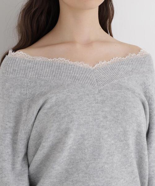NATURAL BEAUTY BASIC(ナチュラルビューティーベーシック)の「レースVネックニット(ニット/セーター・レディース・グレー/ブルー/イエロー・FREE)」の14枚目の写真