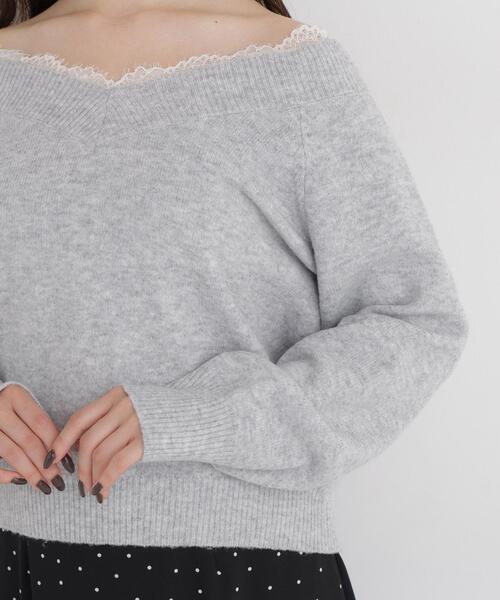 NATURAL BEAUTY BASIC(ナチュラルビューティーベーシック)の「レースVネックニット(ニット/セーター・レディース・グレー/ブルー/イエロー・FREE)」の15枚目の写真