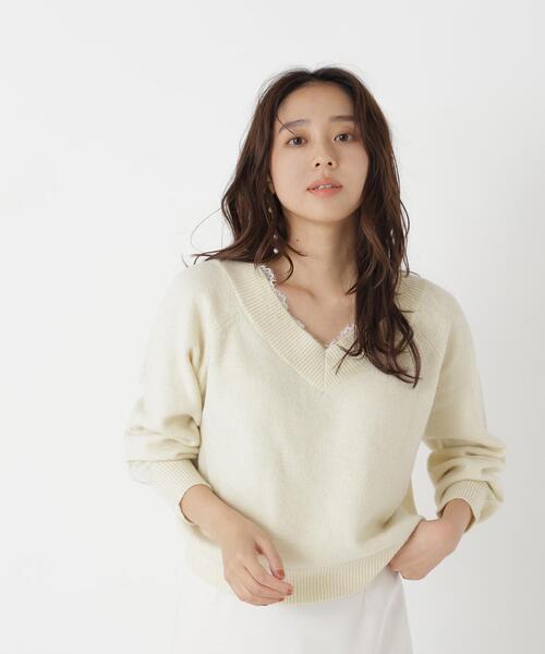 NATURAL BEAUTY BASIC(ナチュラルビューティーベーシック)の「レースVネックニット(ニット/セーター・レディース・グレー/ブルー/イエロー・FREE)」の21枚目の写真