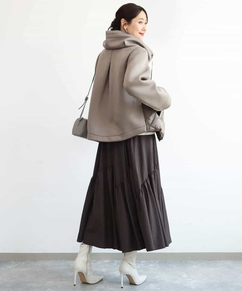 MK MICHEL KLEIN(エムケーミッシェルクラン)の「カットボンディング中綿ブルゾン(ブルゾン・レディース・モカ/ブラック・38)」の9枚目の写真