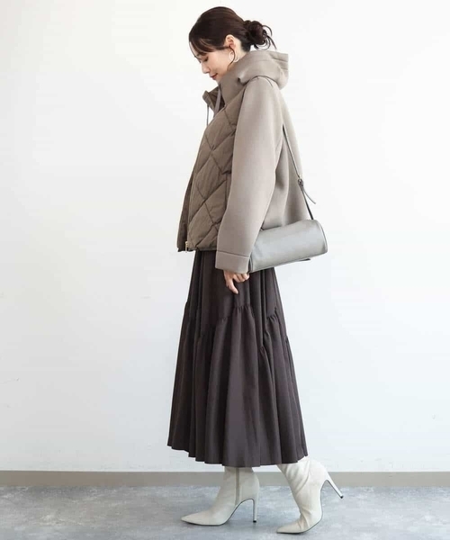 MK MICHEL KLEIN(エムケーミッシェルクラン)の「カットボンディング中綿ブルゾン(ブルゾン・レディース・モカ/ブラック・38)」の10枚目の写真