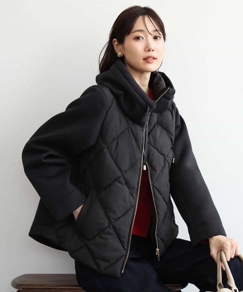 MK MICHEL KLEIN(エムケーミッシェルクラン)の「カットボンディング中綿ブルゾン(ブルゾン・レディース・モカ/ブラック・38)」の13枚目の写真