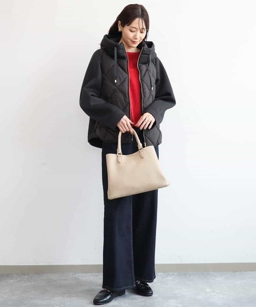 MK MICHEL KLEIN(エムケーミッシェルクラン)の「カットボンディング中綿ブルゾン(ブルゾン・レディース・モカ/ブラック・38)」の14枚目の写真