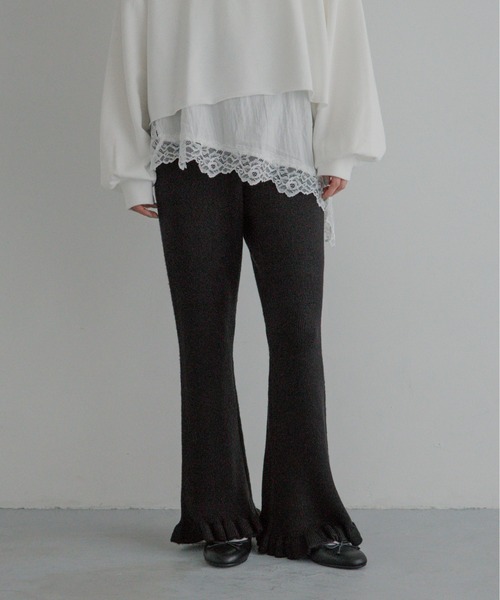 LOWRYS FARM（ローリーズファーム）の「モヘヤタッチフリルパンツ　1069206（その他パンツ・レディース・ブラック/グレー/ブラウン・FREE）」の2枚目の写真