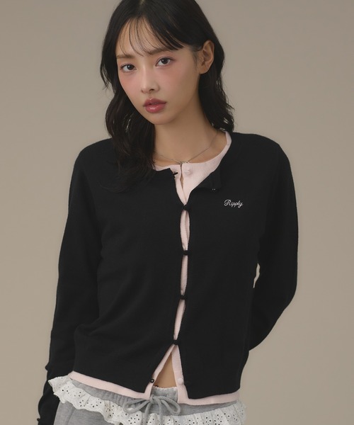 apres jour mignon(アプレジュールミニョン)の「フェイクレイヤードカーデ(カーディガン/ボレロ・レディース・チャコールグレー/イエロー/ピンク/グリーン/ブラウン系その他/ブラック・フリー/LARGE)」の8枚目の写真