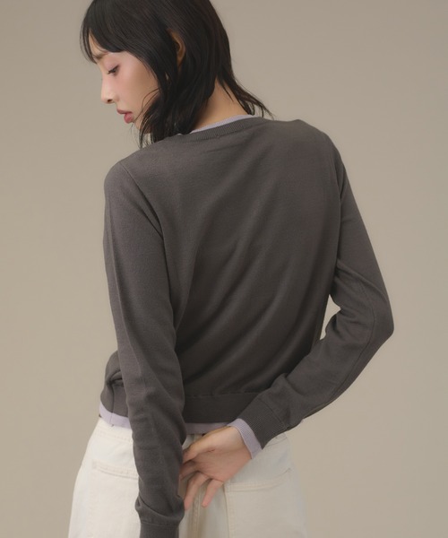 apres jour mignon(アプレジュールミニョン)の「フェイクレイヤードカーデ(カーディガン/ボレロ・レディース・チャコールグレー/イエロー/ピンク/グリーン/ブラウン系その他/ブラック・フリー/LARGE)」の20枚目の写真