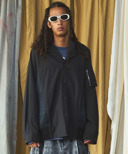 MAISON SPECIAL(メゾンスペシャル)の「《UNISEX》MA-1ドッキングプライムオーバーロングスリーブシャツ/MA-1 Docking Prime-Over Long Sleeve Shirt【MAISON SPECIAL/メゾンスペシャル】(シャツ/ブラウス・メンズ・グレー/ブラック/カーキ・0/2/1)」の2枚目の写真