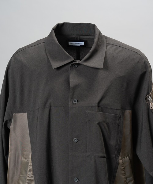 MAISON SPECIAL(メゾンスペシャル)の「《UNISEX》MA-1ドッキングプライムオーバーロングスリーブシャツ/MA-1 Docking Prime-Over Long Sleeve Shirt【MAISON SPECIAL/メゾンスペシャル】(シャツ/ブラウス・メンズ・グレー/ブラック/カーキ・0/2/1)」の21枚目の写真