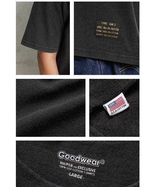 WAIPER.inc(ワイパーインク)の「WAIPER×Goodwear 2W7-16236 VINTAGE S/S ポケット 半袖 Tシャツ(Tシャツ/カットソー・メンズ・ホワイト/ブラック・M/L/XL/XXL)」の11枚目の写真