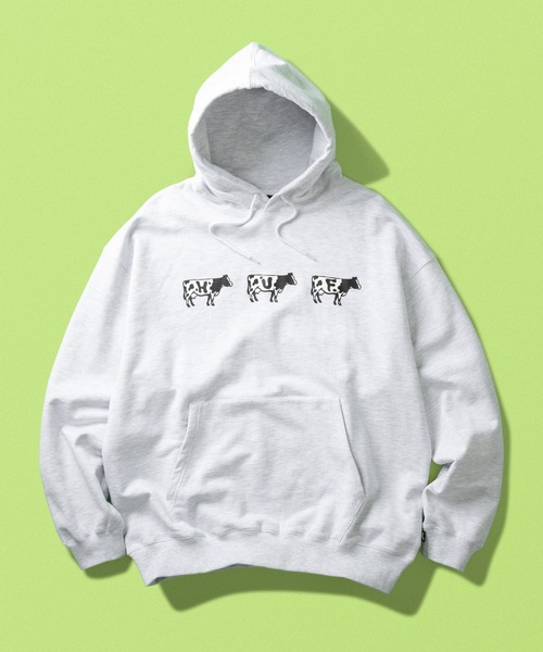 HUF(ハフ)の「MOO HOODIE(パーカー・メンズ・アッシュグレー/ダークグリーン・XXL/L/S/M/XL)」の2枚目の写真