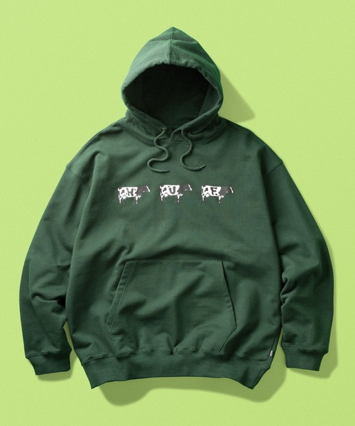 HUF(ハフ)の「MOO HOODIE(パーカー・メンズ・アッシュグレー/ダークグリーン・XXL/L/S/M/XL)」の1枚目の写真