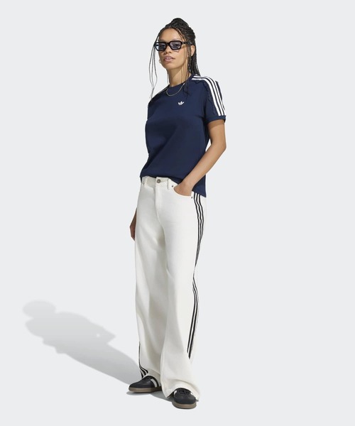 adidas（アディダス）の「レース スリーストライプス Tシャツ / アディダスオリジナルス adidas Originals（Tシャツ/カットソー・レディース・ネイビー・LARGE/MEDIUM/SMALL/X-SMALL/XX-LARGE/X-LARGE）」の5枚目の写真