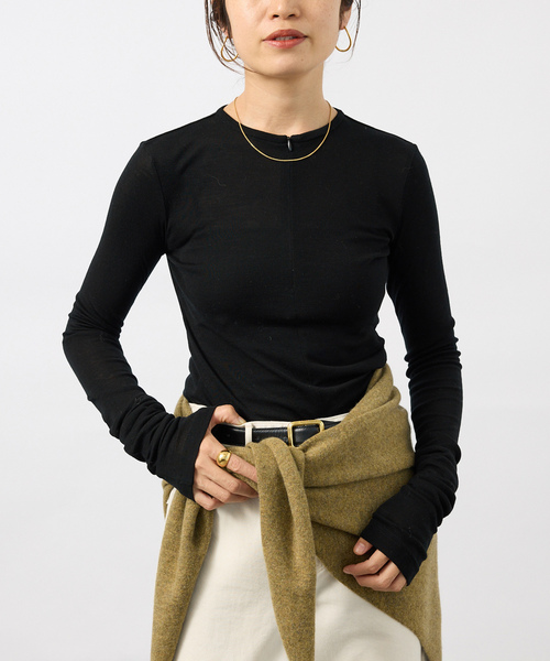 VERMEIL par iena(ヴェルメイユパーイエナ)の「INSCRIRE アンスクリア Wool Fraise Zip up Tee(Tシャツ/カットソー・レディース・ブラック・FREE)」の1枚目の写真