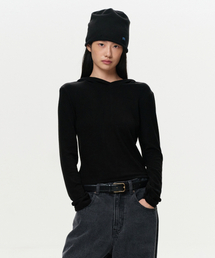 WOMEN ERA ジャージフーデッドトップ - ブラック