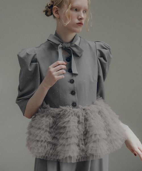 Tulle frill dot set up（パンツドレス）｜et.UNiVER（エトユニベール