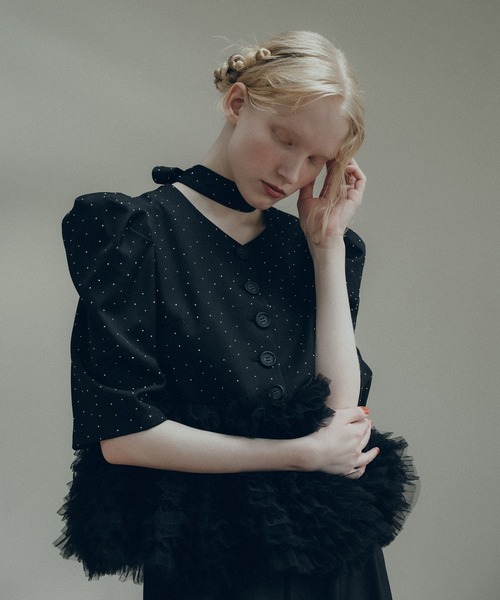 Tulle frill dot set up（パンツドレス）｜et.UNiVER（エトユニベール