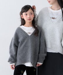 CIAOPANIC TYPY（チャオパニックティピー）の「【KIDS】洗える深Vネックレースドッキングニット(WEB限定カラーあり)（ニット/セーター）」
