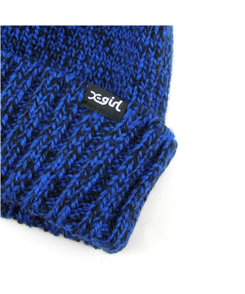 X-girl(エックスガール)の「MIX KNIT CAP(ニットキャップ/ビーニー・レディース・ホワイト/チャコールグレー/ブルー・ONE SIZE)」の6枚目の写真
