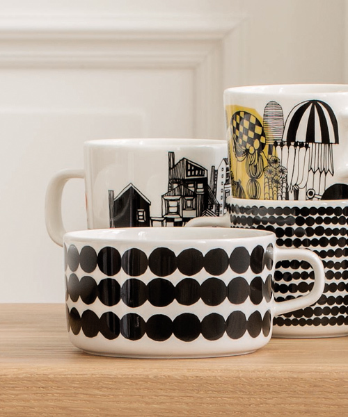 marimekko(マリメッコ)の「Rasymatto /TEA CUP(グラス/マグカップ/タンブラー・レディース・ホワイト×ブラック/グリーン・FREE)」の1枚目の写真