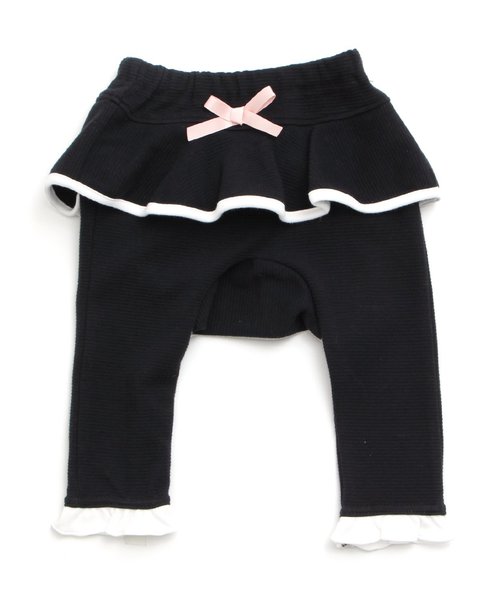 apres les cours（アプレレクール）の「ベビーフリルモンキーパンツ 7分丈（その他パンツ・キッズ・ブラック/ピンク・80/70）」の2枚目の写真