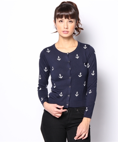 TOMMY HILFIGER(トミーヒルフィガー)の「TEAYS INTARSIA CARDIGAN(カーディガン/ボレロ・レディース・ネイビー/レッド・SMALL/MEDIUM/LARGE)」の1枚目の写真