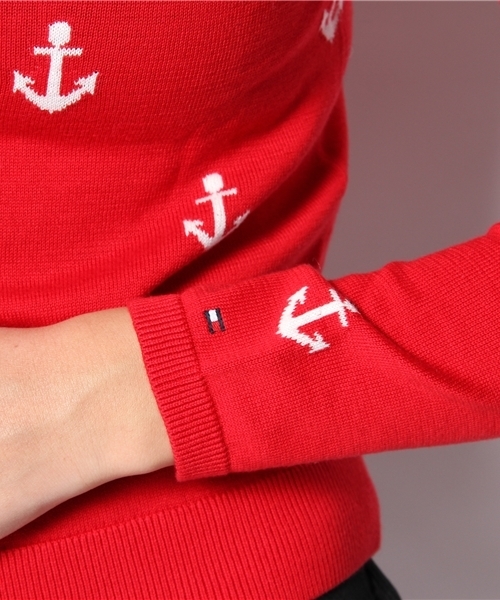 TOMMY HILFIGER(トミーヒルフィガー)の「TEAYS INTARSIA CARDIGAN(カーディガン/ボレロ・レディース・ネイビー/レッド・SMALL/MEDIUM/LARGE)」の4枚目の写真