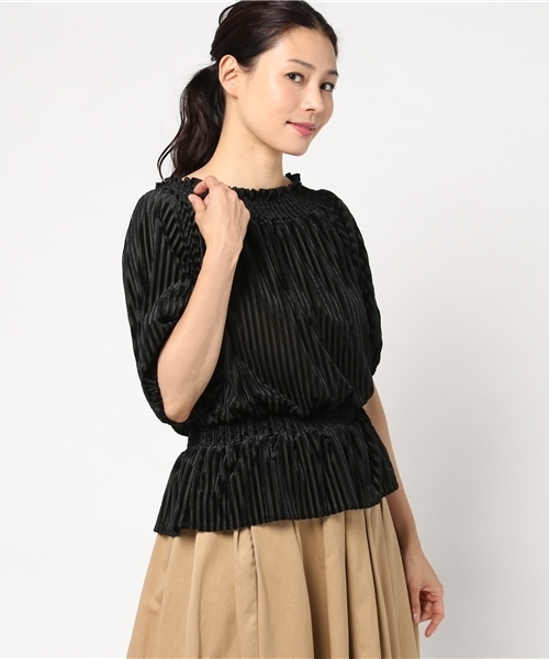 VENCEEXCHANGE（ヴァンスエクスチェンジ）の「ストライプベロアオフショルダー                 （Tシャツ/カットソー・レディース・ブラック/ピンク・MEDIUM）」の10枚目の写真