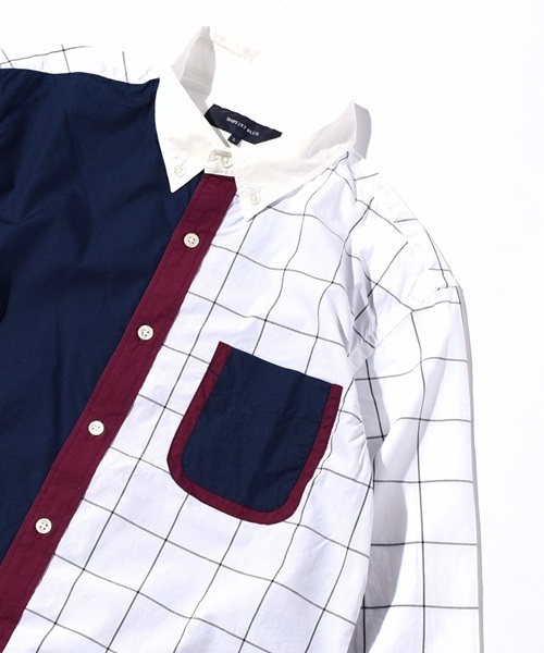 SHIPS JET BLUE(シップスジェットブルー)の「SHIPS JET BLUE: パネル 切り替えシャツ(シャツ/ブラウス・メンズ・ホワイト/ネイビー/ブラック・SMALL/LARGE/MEDIUM/X-LARGE)」の2枚目の写真