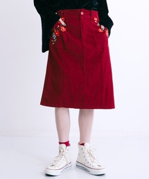 MERLOT | コーデュロイ調フラワー刺繍スカート1201(スカート)