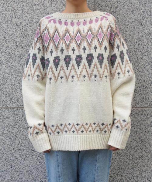 Another Edition（アナザーエディション）の「ノルディックJQ　PO（ニット/セーター・レディース・オフホワイト/ライトグレー・FREE）」の16枚目の写真